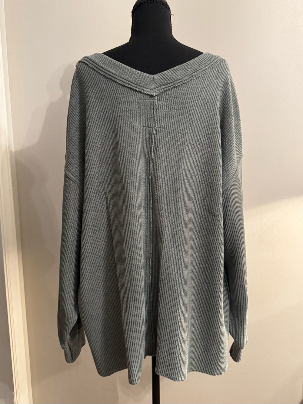 aerie Oversized V-Neck Ribbed Pullover - Sage Green